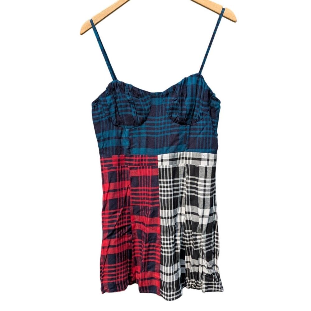 Goth punk alternative skater dress fairy grunge patchwork mini dress papaya L